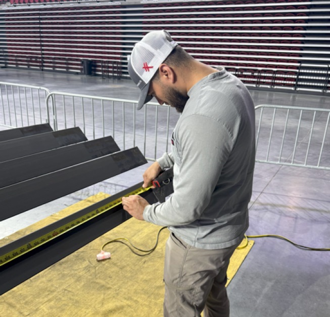 Structural steel frame installation at a commercial construction site